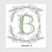 Het alfabet monogram "B" Lavendel Eucalyptus Sticker (Vel)