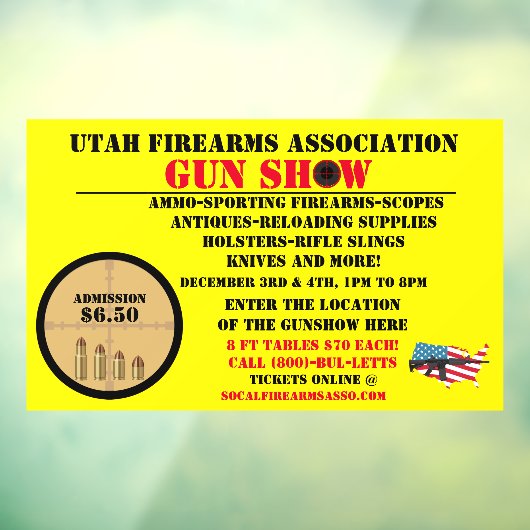 Het algemene Pistool Show Event Gedetailleerd pict Raamsticker (Vel 3)