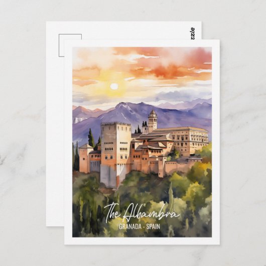 Het Alhambra Spanje beroemde reisplaats Briefkaart (Voorkant / Achterkant)