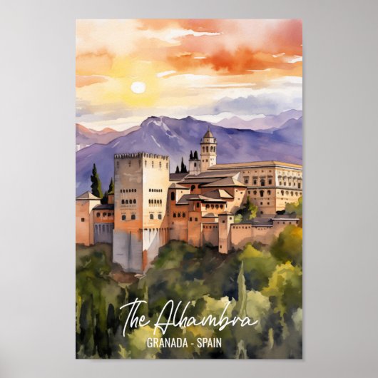 Het Alhambra Spanje beroemde reisplaats Poster (Voorkant)