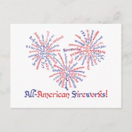 Het alle-Amerikaanse Briefkaart van het Vuurwerk