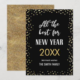 Het allerbeste voor het NIEUWE JAAR Gold Glitter S Feestdagenkaart