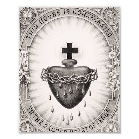 Het Allerheiligst Hart van Jezus Symbool van Godde Foto Afdruk (Voorkant)