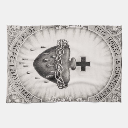 Het Allerheiligst Hart van Jezus Symbool van het G Theedoek (Horizontaal)