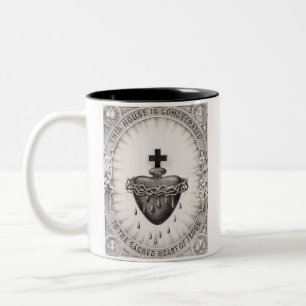 Het Allerheiligst Hart van Jezus Symbool van het G Tweekleurige Koffiemok