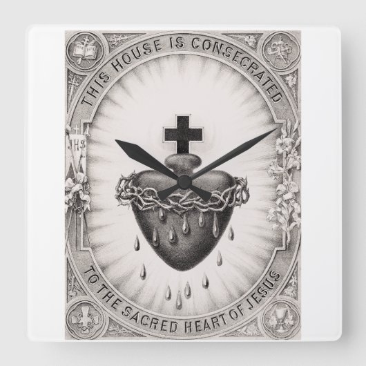 Het Allerheiligst Hart van Jezus Symbool van het G Vierkante Klok (Voorkant)