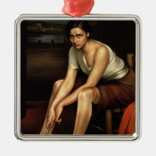 Het Alluring Young Girl Metalen Ornament (Voorkant)