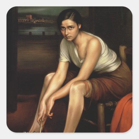 Het Alluring Young Girl Vierkante Sticker (Voorkant)