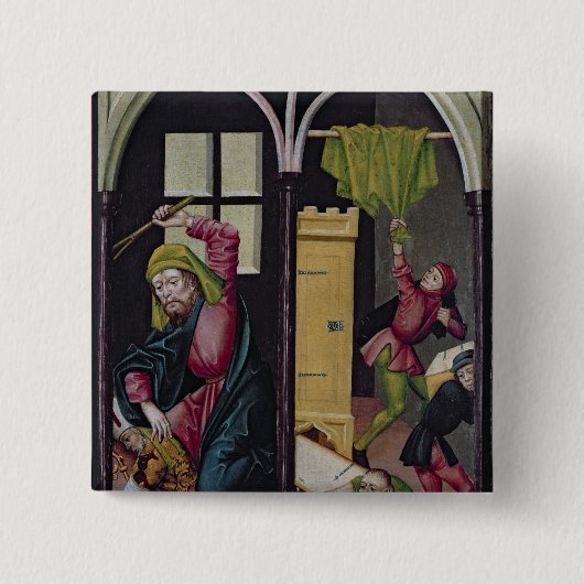 Het Altarstuk van St. Nicholas Vierkante Button 5,1 Cm (Voorkant)