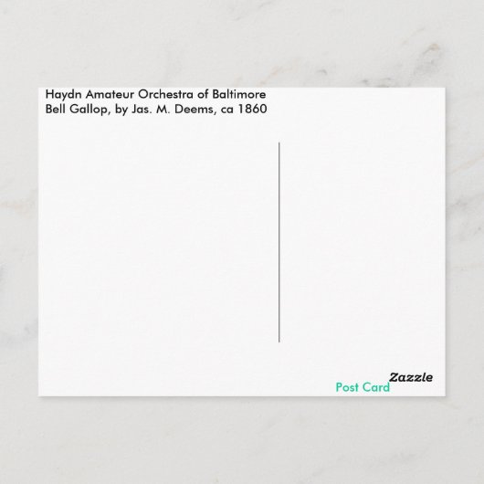 Het AmateurOrkest van Haydn van Baltimore Briefkaart (Achterkant)