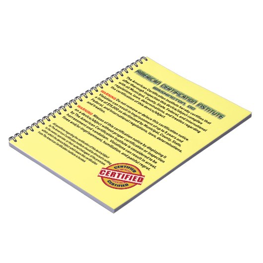 Het American Certification Institute Notitieboek (Linkerzijde)