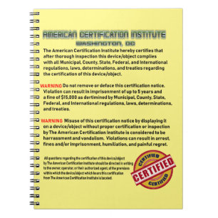 Het Amerikaanse Certificeringsinstituut Notitieboek