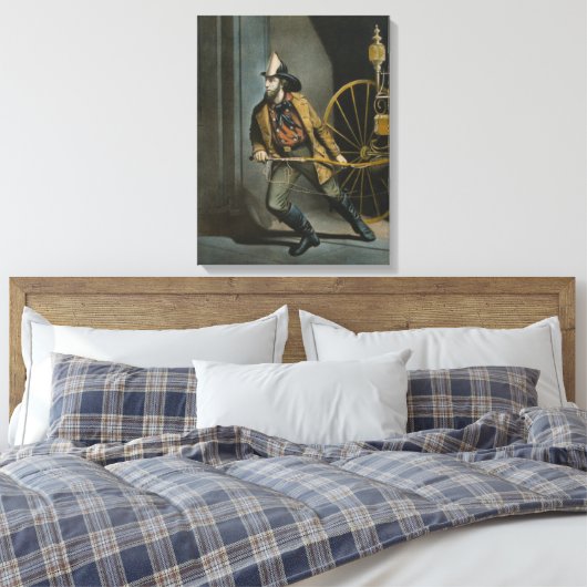 Het Amerikaanse Fireman: Altijd klaar Canvas Afdruk (Insitu (Slaapkamer))