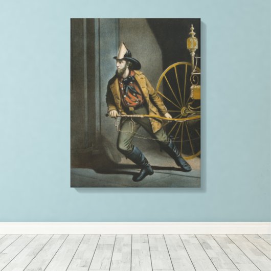 Het Amerikaanse Fireman: Altijd klaar Canvas Afdruk (Insitu (Houten vloer))