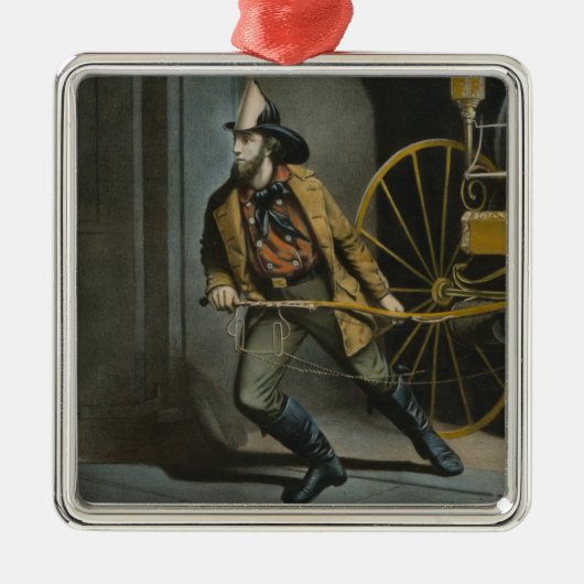 Het Amerikaanse Fireman: Altijd klaar Metalen Ornament (Voorkant)