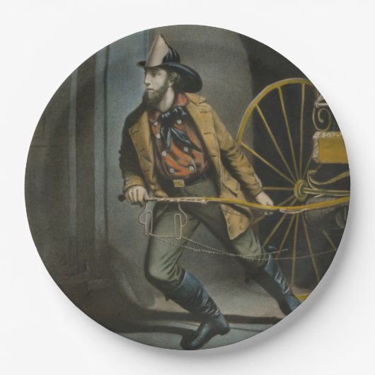 Het Amerikaanse Fireman: Altijd klaar Papieren Bordje (Voorkant)