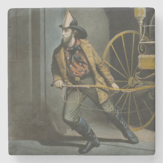 Het Amerikaanse Fireman: Altijd klaar Stenen Onderzetter (Voorkant)