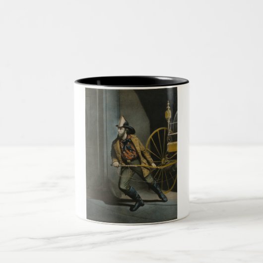 Het Amerikaanse Fireman: Altijd klaar Tweekleurige Koffiemok (Center)
