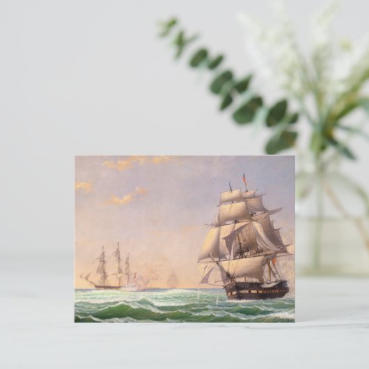 Het Amerikaanse fregat door Fitz Henry Lane Feestdagenkaart (Staand voorkant)