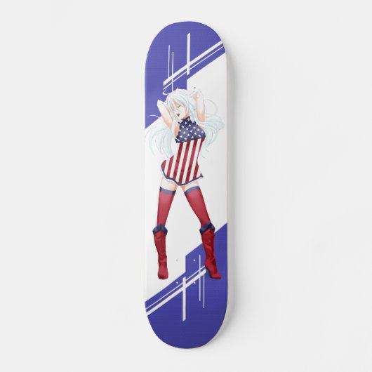 Het Amerikaanse Manga-meisje verkleed in de vlag v Persoonlijk Skateboard (Voorkant)