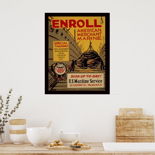 Het Amerikaanse Poster van koopvaardijschepen ins (Keuken)