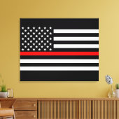 Het Amerikaanse vlagdecor van de Thin Red Line op  Canvas Afdruk (Insitu (Woonkamer))