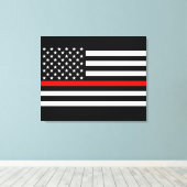 Het Amerikaanse vlagdecor van de Thin Red Line op  Canvas Afdruk (Insitu (Houten vloer))