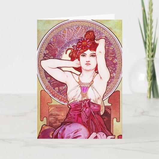 Het Amethyst Wenskaart van Alphonse Mucha Kaart (Voorkant)