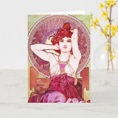 Het Amethyst Wenskaart van Alphonse Mucha Kaart (Gele Bloem)