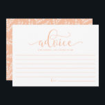 Het Analyse Adivce van de peach voor de Bride die  Advieskaart<br><div class="desc">Het Advies van de Kalligrafie van de peach voor de Bride-aan-zijn Kaart van de Bride | Schrijf uw advies op voor de bruid-to-be met deze lege geheugenkaart. Hij heeft een flinke kalligrafie met foliepatroon. Overeenkomende objecten zijn beschikbaar.</div>