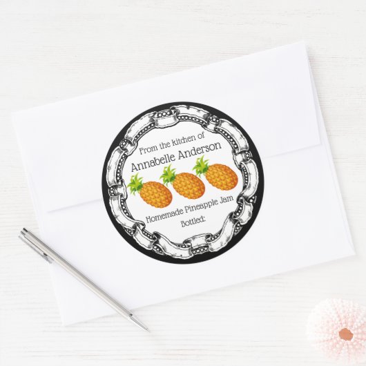 Het anananassolabel personaliseren ronde sticker (Envelop)
