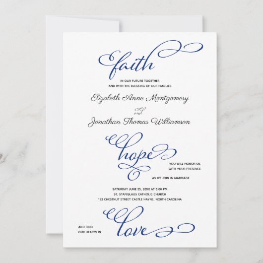 Het Anchor Faith Hope Love Script Wedding Kaart (Voorkant)