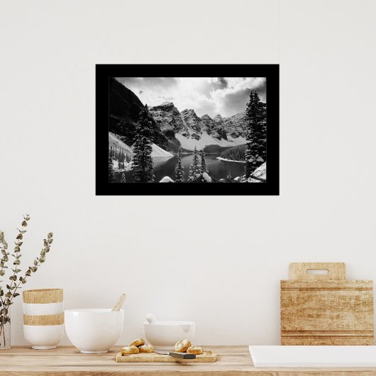 Het andere Moraïnemeer (zwart-wit) Poster (Keuken)