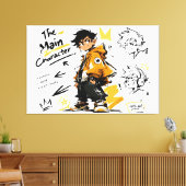 Het Anime-Style Hoofdpersonage Koel Kunstwerk Canvas Afdruk (Insitu (Woonkamer))