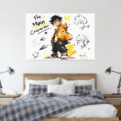 Het Anime-Style Hoofdpersonage Koel Kunstwerk Canvas Afdruk (Insitu (Slaapkamer))