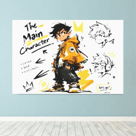 Het Anime-Style Hoofdpersonage Koel Kunstwerk Canvas Afdruk