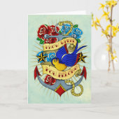 Het anker, slikt en Rozen Kaart (Gele Bloem)