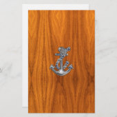 Het Anker van de Kabel van het chroom op het Briefpapier (Voorkant / Achterkant)