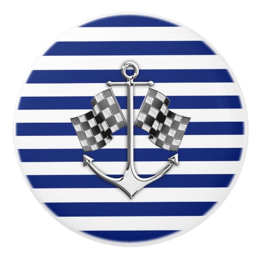 Het Anker van het chroom op de Zeevaart Keramische Knop (Voorkant)