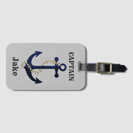 Het anker van het zee, ketting, gepersonaliseerd bagagelabel (Voorkant (horizontaal))