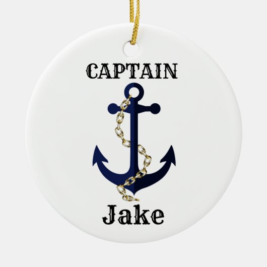 Het anker van het zee, ketting, gepersonaliseerd keramisch ornament (Voorkant)