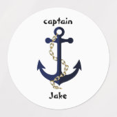 Het anker van het zee, ketting, gepersonaliseerd labels (Design 2)