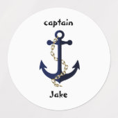 Het anker van het zee, ketting, gepersonaliseerd labels (Design 1)