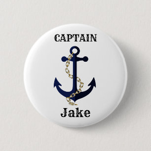 Het anker van het zee, ketting, gepersonaliseerd ronde button 5,7 cm