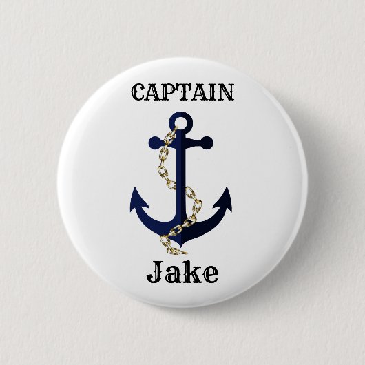 Het anker van het zee, ketting, gepersonaliseerd ronde button 5,7 cm (Voorkant)