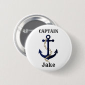 Het anker van het zee, ketting, gepersonaliseerd ronde button 5,7 cm (Voorkant /achterkant)
