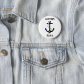 Het anker van het zee, ketting, gepersonaliseerd ronde button 5,7 cm (In situ)