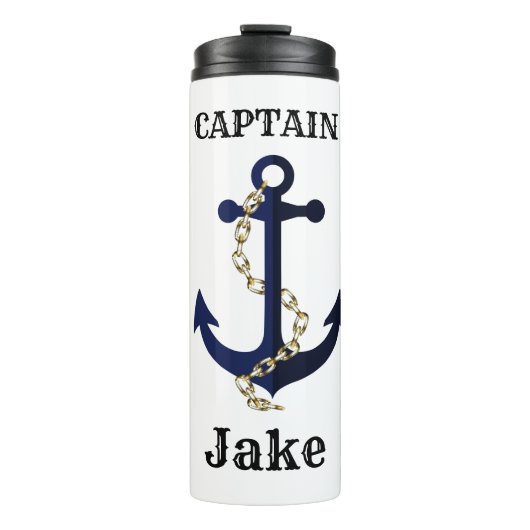 Het anker van het zee, ketting, gepersonaliseerd thermosbeker (Voorkant)
