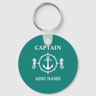 Het Anker van Seahorse Kapitein Add Name of de Sleutelhanger