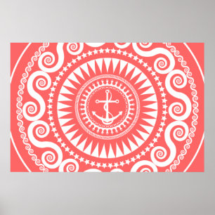 Het Anker van StellaRoot onderaan Roze Preppy Poster